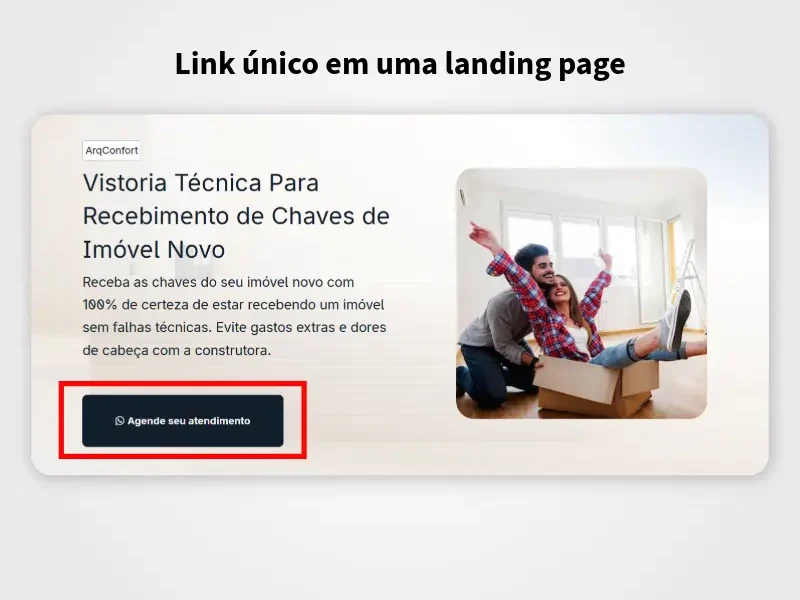 Imagem de uma landing page, destacando seu link único.